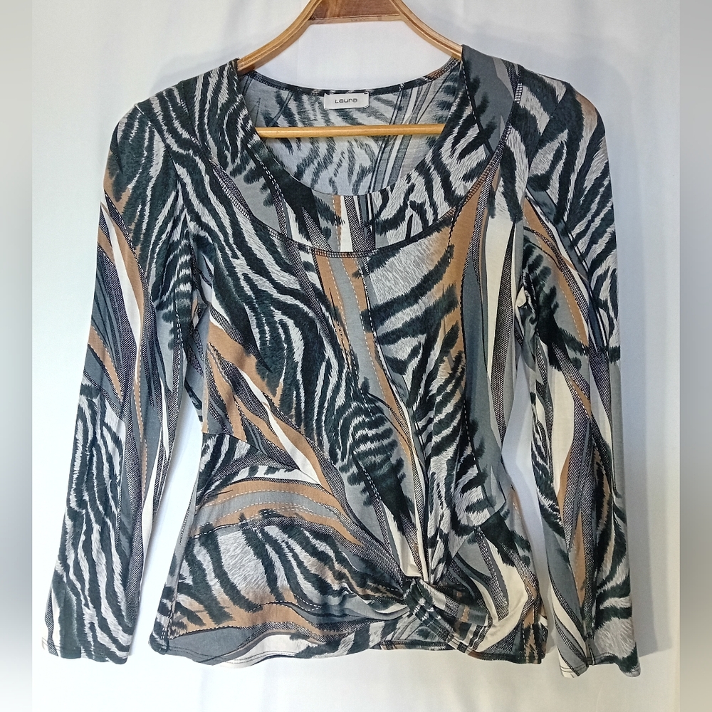 Laura New York Animal Print Women's Top - Black, Gray, Brown - Picture 1 of 5